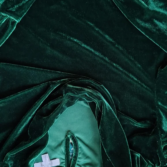 Anthropologie Emerald Green Velvet Top - Picture 7 of 8